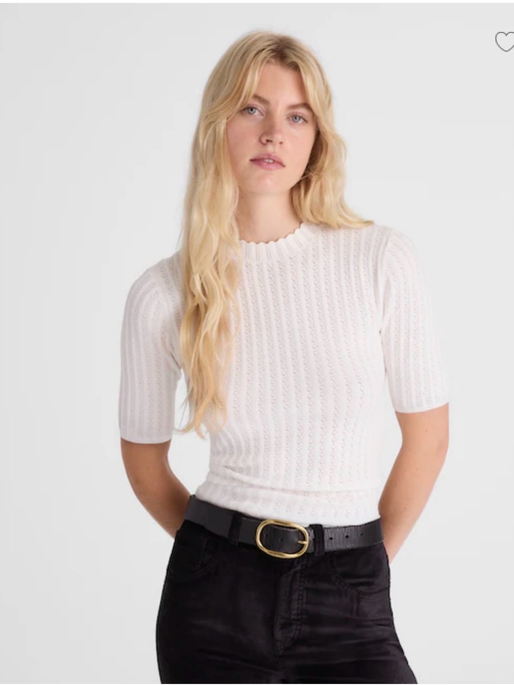 Madewell Pointelle-Stitch Mockneck Sweater Tee